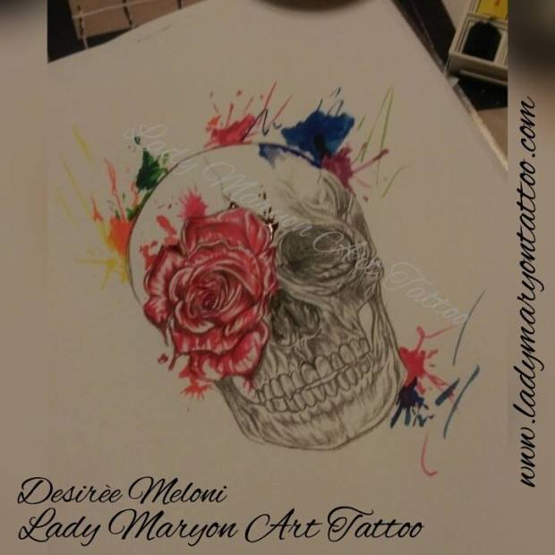 teschio con rosa wat